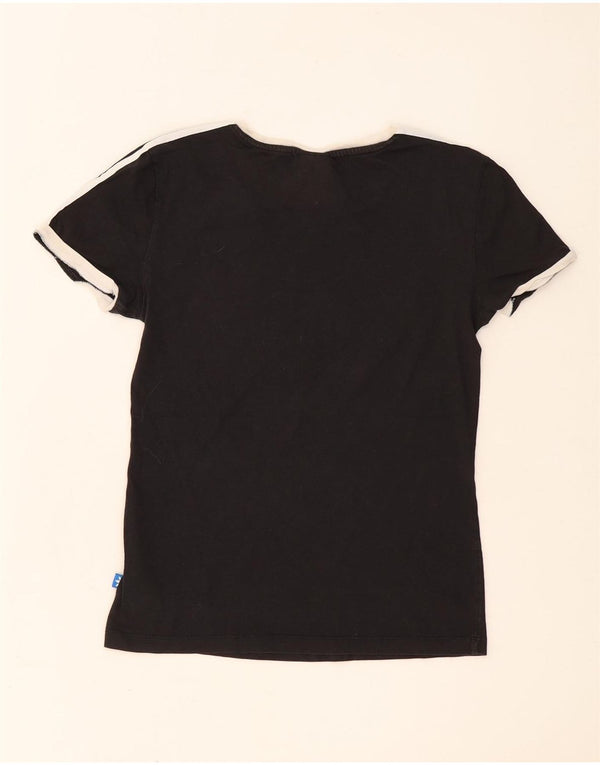 Adidas Womens T-Shirt Top UK 8 Small Black Colourblock Cotton