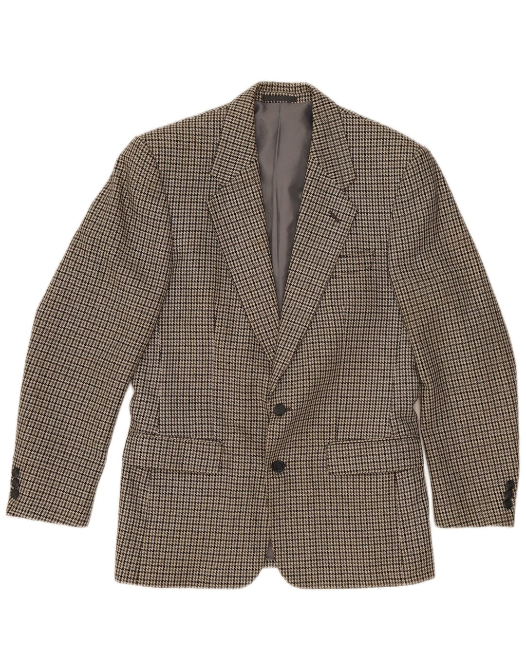 WELLINGTON Mens Four Seasons Blazer Jacket UK 38 Medium Grey Houndstooth