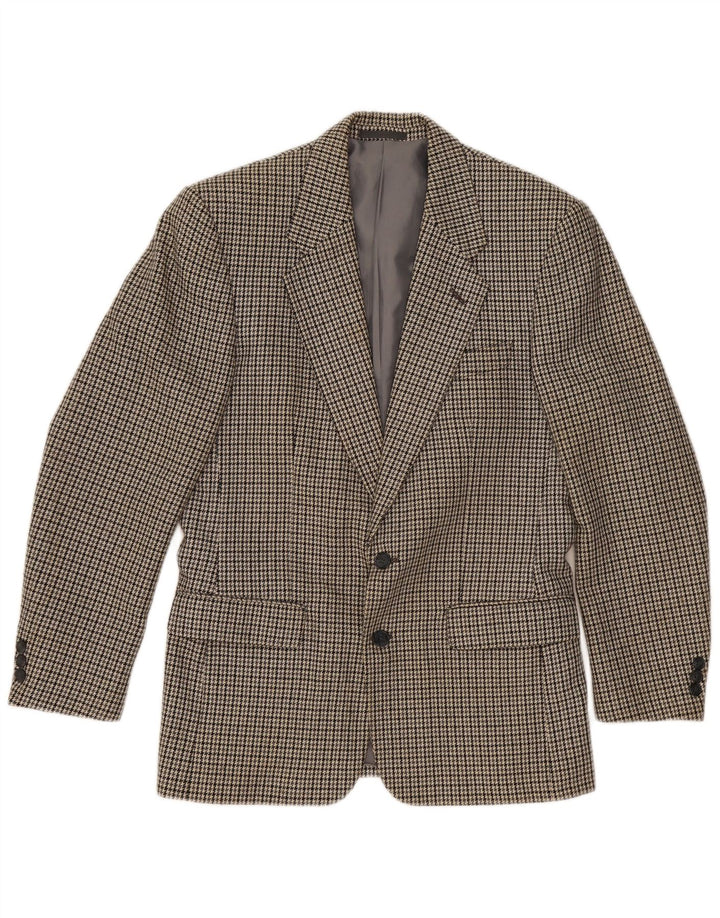 WELLINGTON Mens Four Seasons Blazer Jacket UK 38 Medium Grey Houndstooth