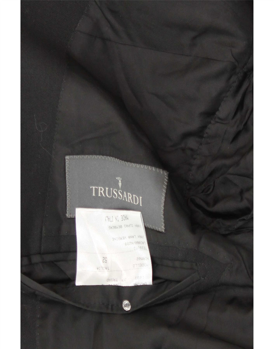Trussardi Mens 2 Button Blazer Jacket IT 52 XL Black Wool
