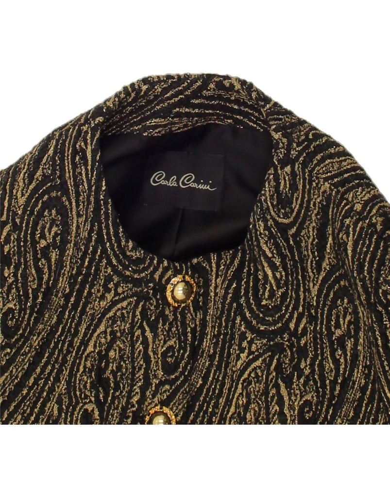 CARLA CARINI Womens 5 Button Blazer Jacket UK 18 XL Black Paisley | Vintage Carla Carini | Thrift | Second-Hand Carla Carini | Used Clothing | Messina Hembry 