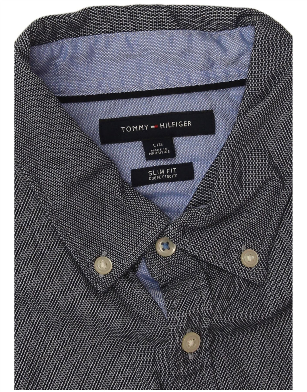 Tommy Hilfiger Mens Slim Fit Shirt Large Navy Blue Cotton