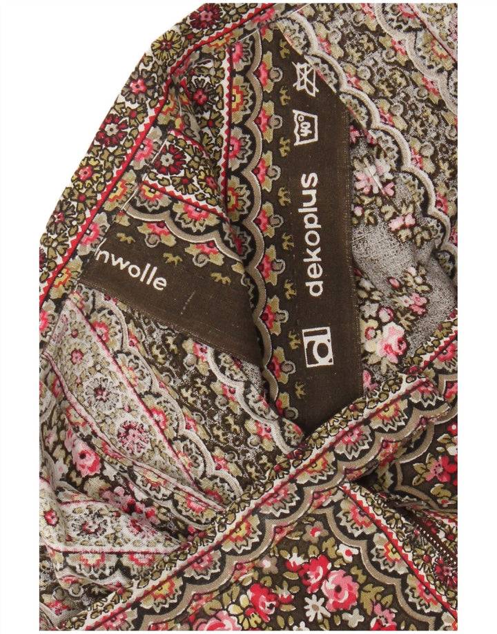 Vintage Womens A-Line Skirt W30 Medium Khaki Floral Cotton