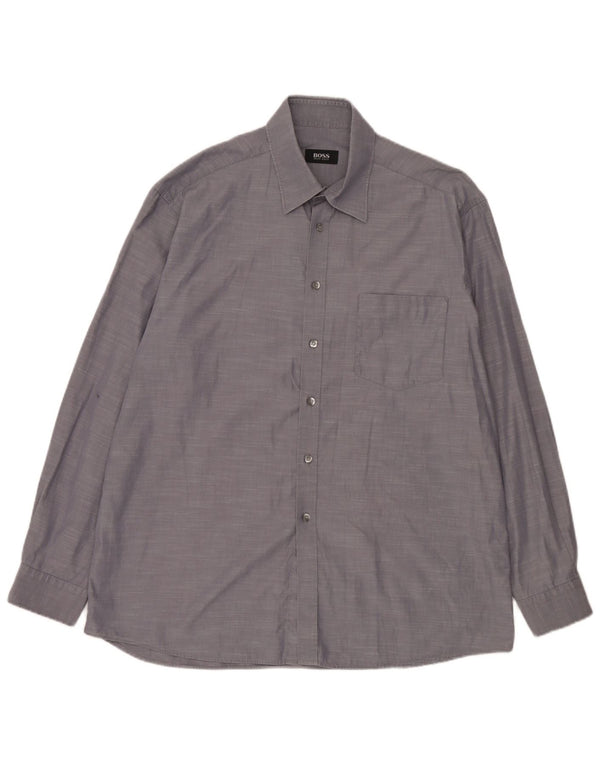 Hugo Boss Mens Shirt Size 43 17 XL Grey Pinstripe Cotton