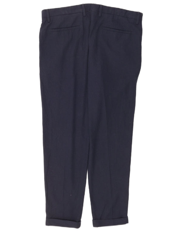 Zara Mens Slim Suit Trousers EU 44 Large W34 L30 Navy Blue Polyester