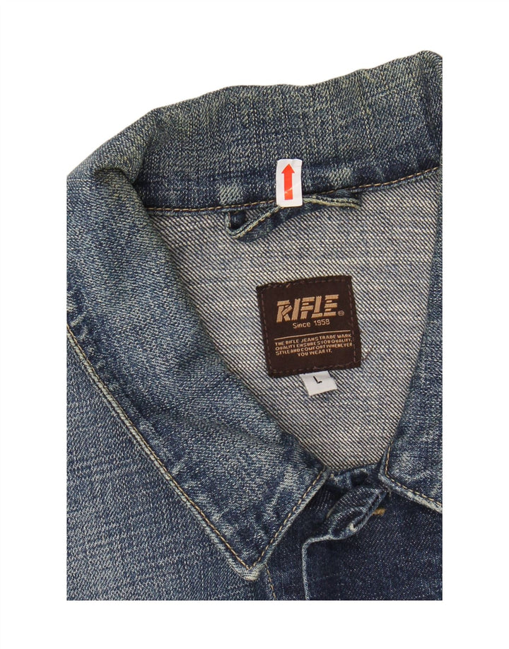 RIFLE Womens Denim Jacket UK 16 Large Blue Cotton
