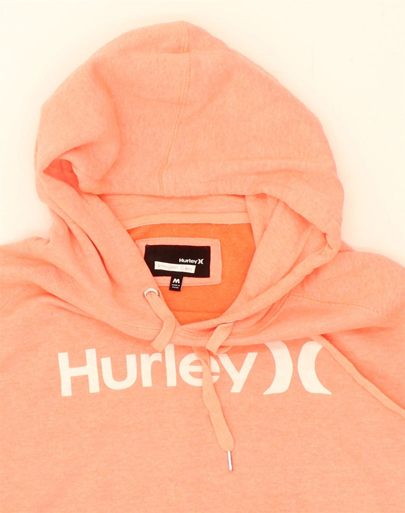 HURLEY Womens Graphic Hoodie Jumper UK 14 Medium Orange Cotton | Vintage Hurley | Thrift | Second-Hand Hurley | Used Clothing | Messina Hembry 