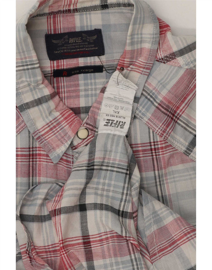 Rifle Mens Short Sleeve Shirt 2XL Blue Check Cotton