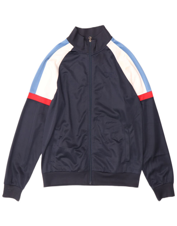 Diadora Mens Tracksuit Top Jacket Large Navy Blue Colourblock Polyester