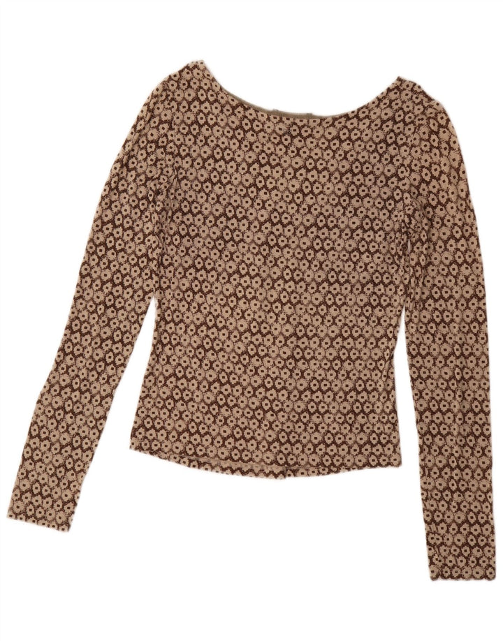 Max Mara Womens Weekend Long Sleeve Blouse Top UK 14 Large Brown Geometric