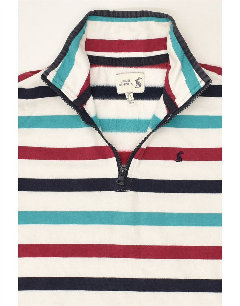 JOULES Womens Zip Neck Jumper Sweater UK 12 Medium Multicoloured Striped | Vintage Joules | Thrift | Second-Hand Joules | Used Clothing | Messina Hembry 
