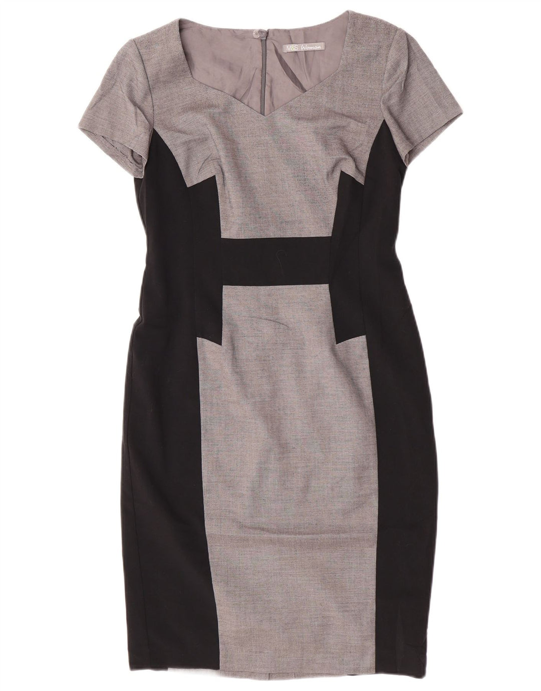 Marks & Spencer Womens Sheath Dress UK 10 Small Grey Colourblock Polyester