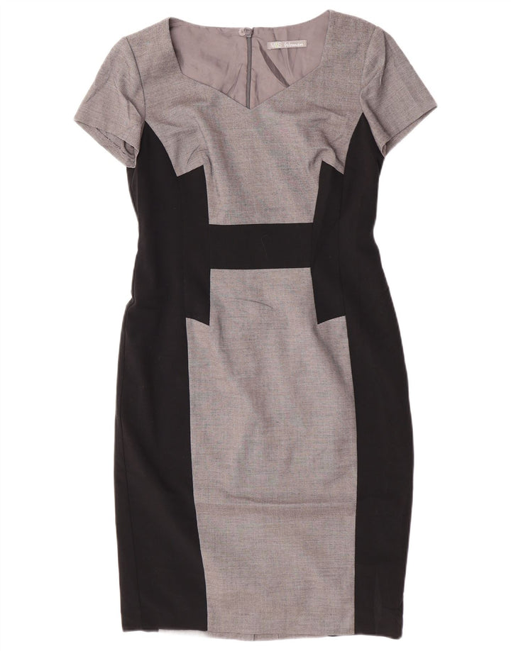 Marks & Spencer Womens Sheath Dress UK 10 Small Grey Colourblock Polyester