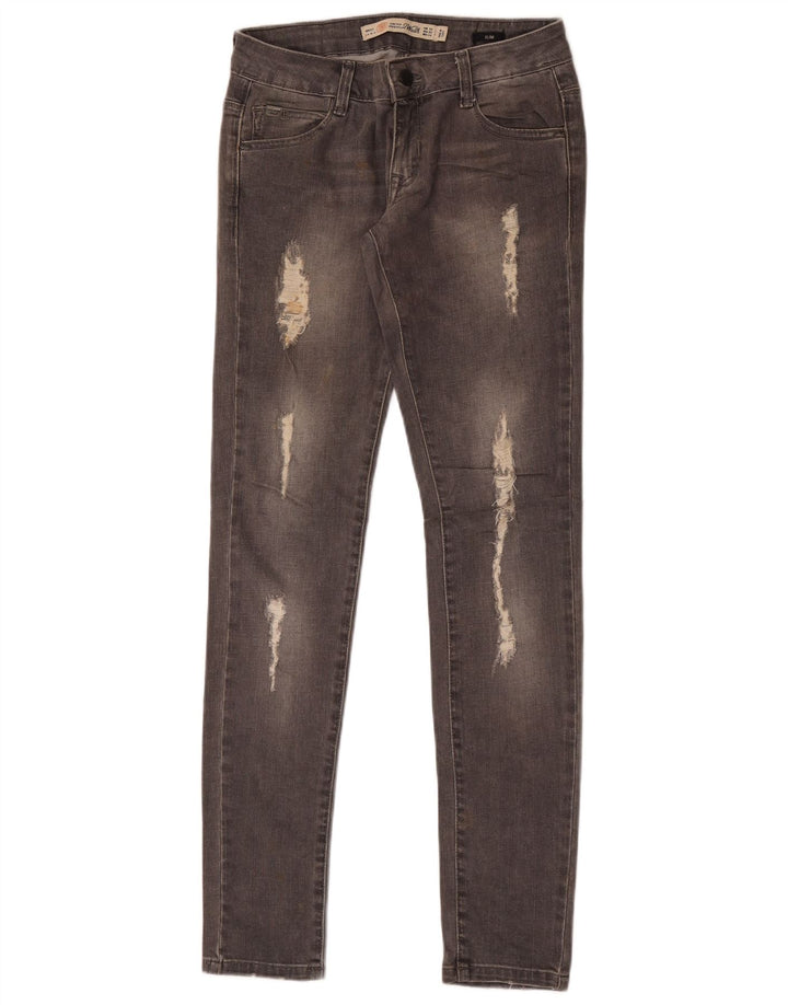 Zara Womens Distressed Slim Jeans EU 34 2XS W24 L32 Grey