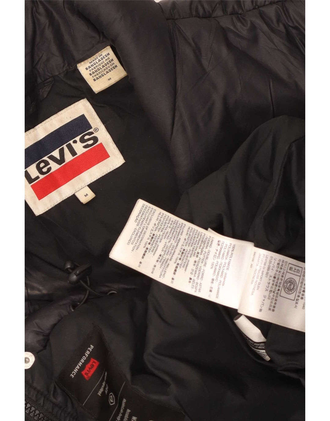 Levi's Mens Padded Jacket UK 38 Medium Black Polyamide