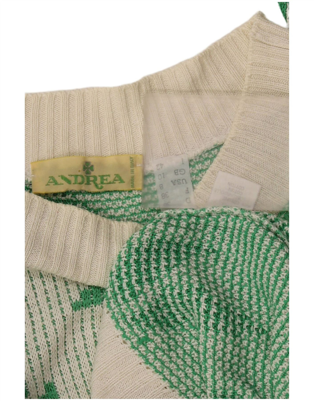 Vintage Womens Crop Boat Neck Jumper Sweater UK 10 Small White Acrylic