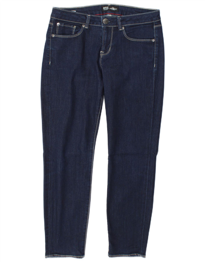 Rifle Womens Crop Slim Jeans W27 L25 Navy Blue Cotton
