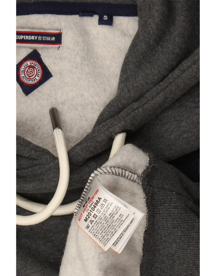 SUPERDRY Mens Graphic Hoodie Jumper Small Grey Cotton