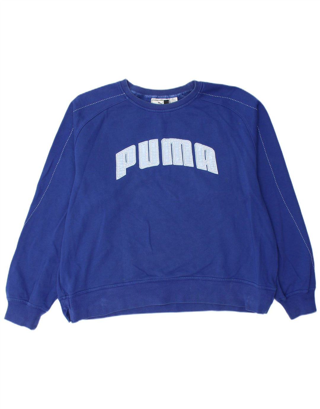 PUMA Womens Graphic Oversized Sweatshirt Jumper UK 14 Medium Blue Cotton