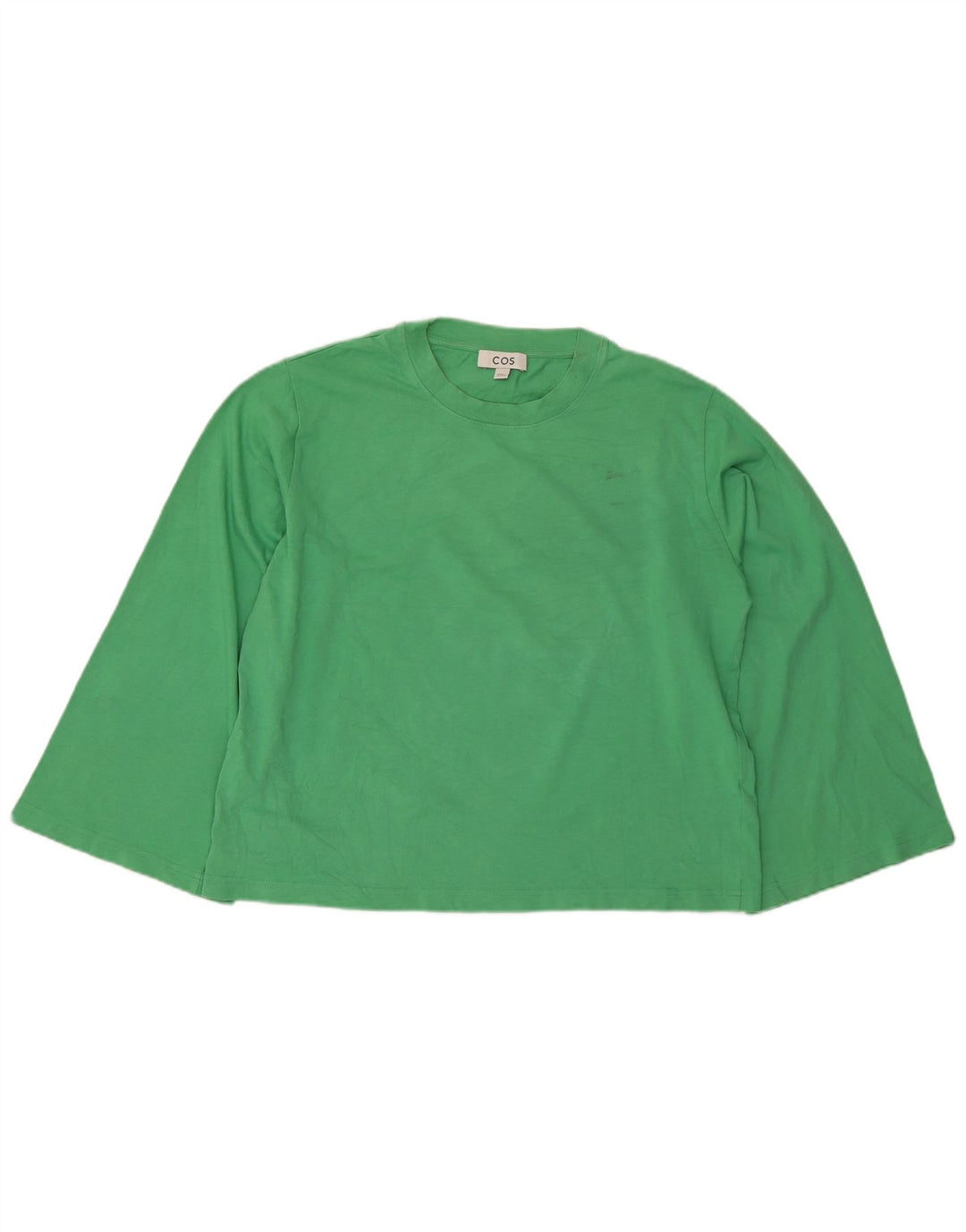 Cos Womens Top Long Sleeve UK 14 Medium Green Cotton