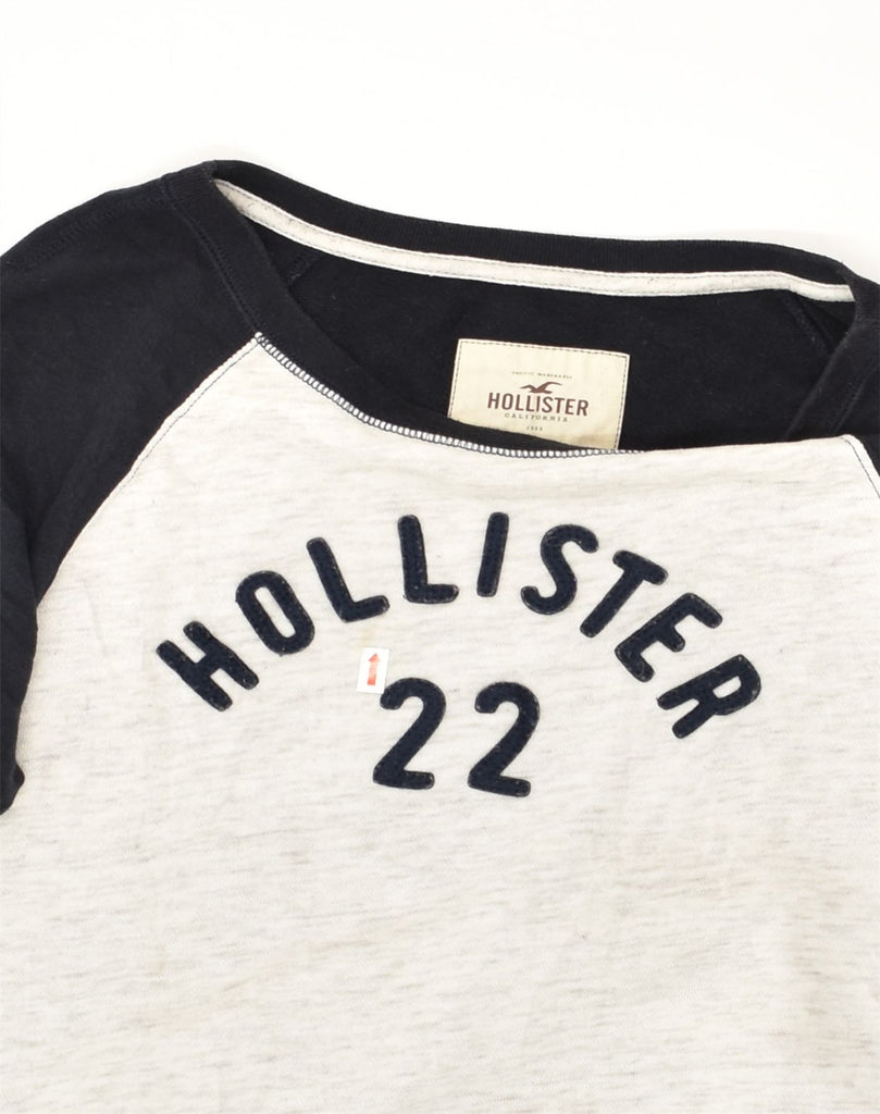 HOLLISTER Womens Loose Fit Graphic Top 3/4 Sleeve UK 10 Small Navy Blue | Vintage Hollister | Thrift | Second-Hand Hollister | Used Clothing | Messina Hembry 