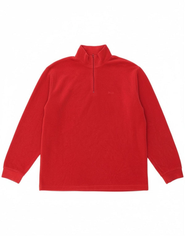 Fila Boys Zip Neck Fleece Jumper 13-14 Years XL Red