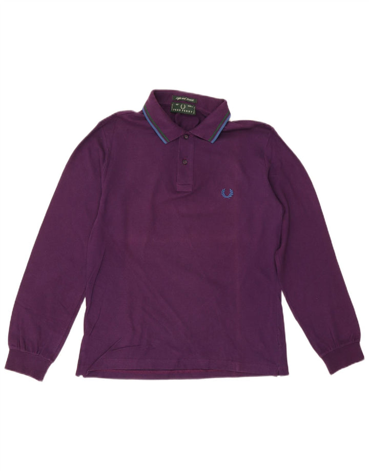 FRED PERRY Mens Light and Stretch Long Sleeve Polo Shirt Small Purple