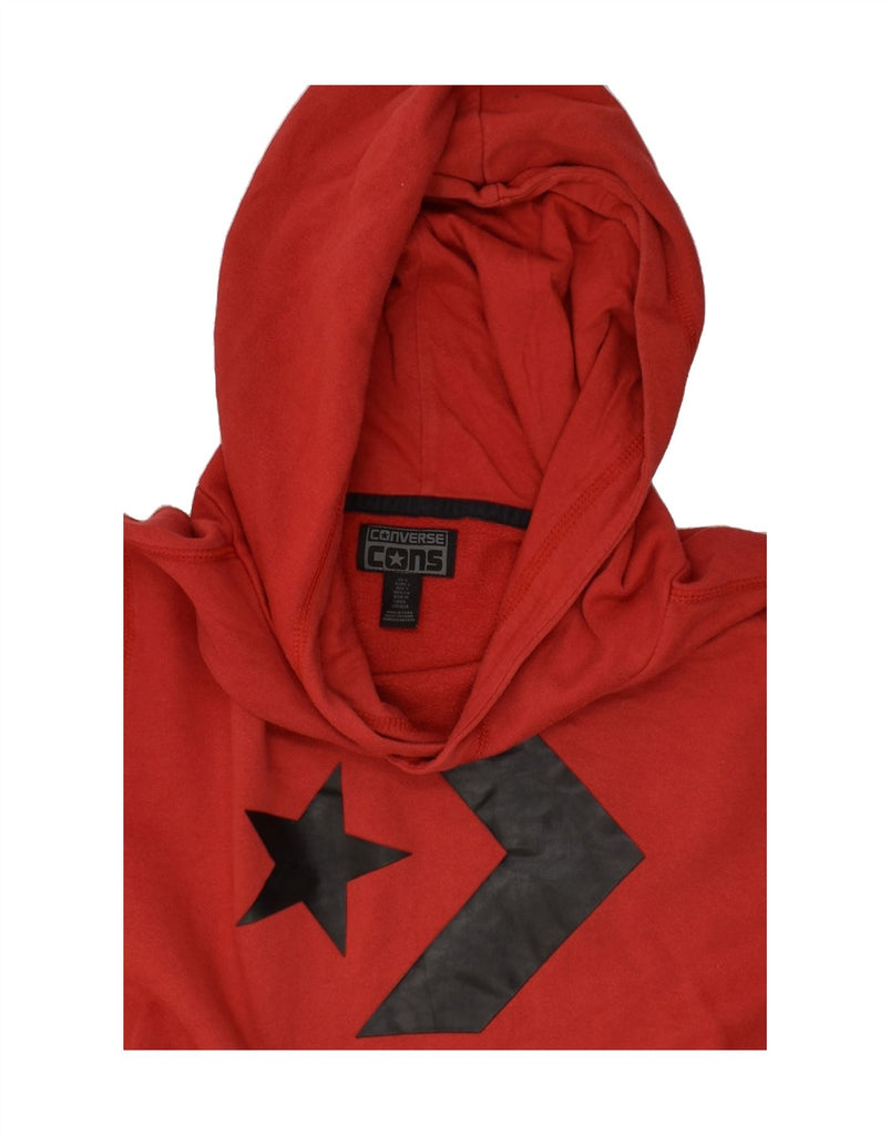 CONVERSE Mens Graphic Hoodie Jumper Small Red Cotton | Vintage Converse | Thrift | Second-Hand Converse | Used Clothing | Messina Hembry 