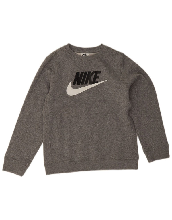 Nike Boys Graphic Sweatshirt Jumper 10-11 Years Medium Grey Flecked Cotton