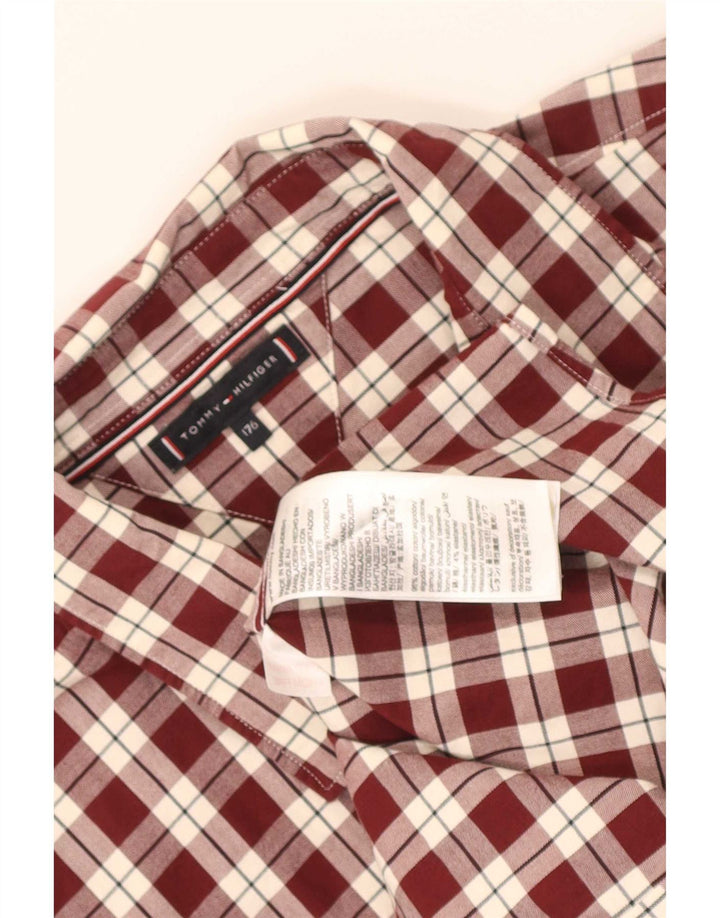 Tommy Hilfiger Boys Shirt 15-16 Years Maroon Check Cotton