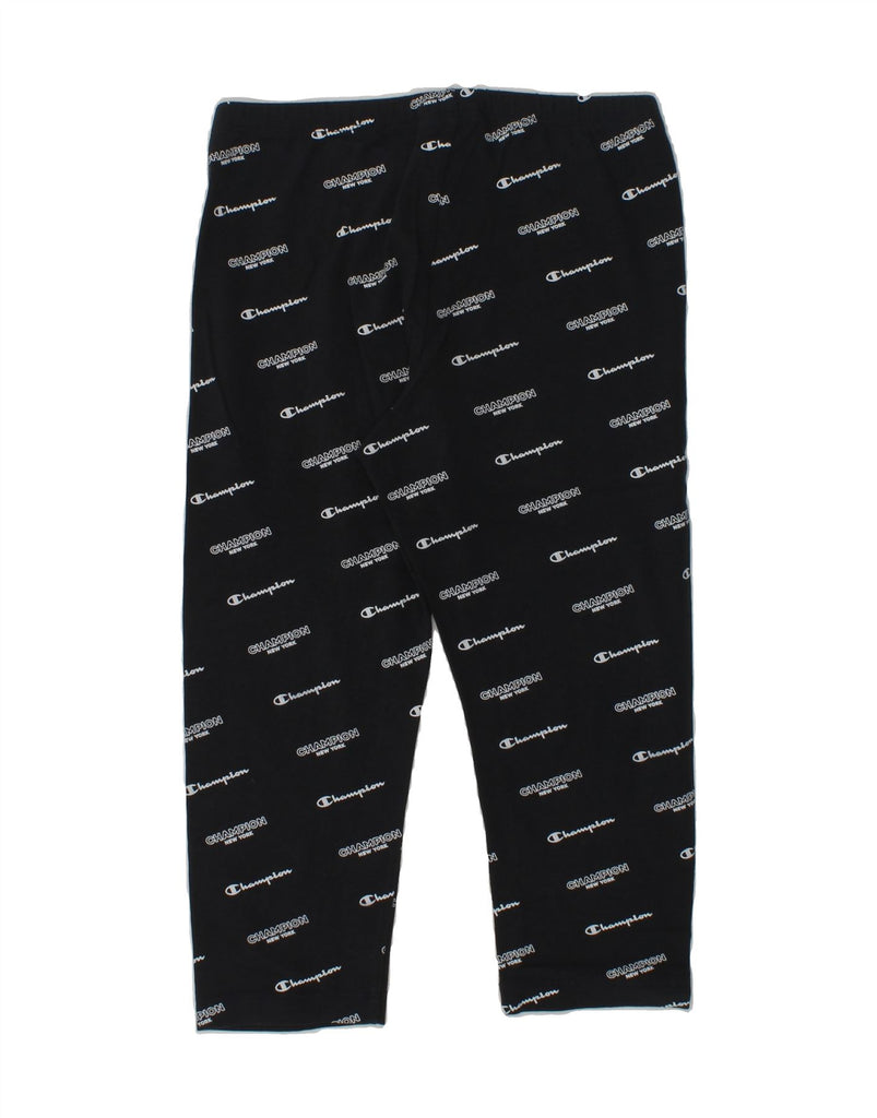 CHAMPION Girls Graphic Leggings 9-10 Years Medium Black Cotton | Vintage Champion | Thrift | Second-Hand Champion | Used Clothing | Messina Hembry 