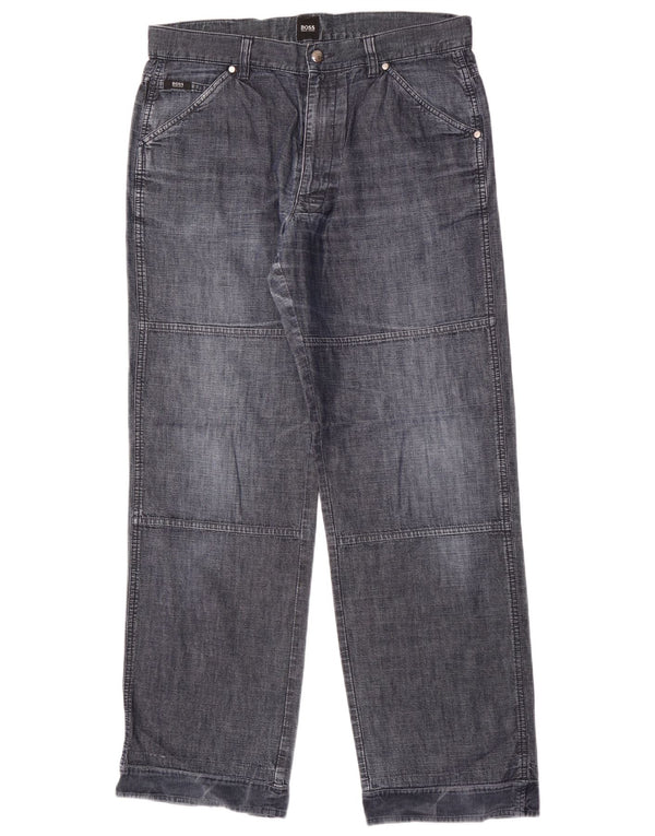 Hugo Boss Mens Straight Jeans W36 L34 Navy Blue Cotton