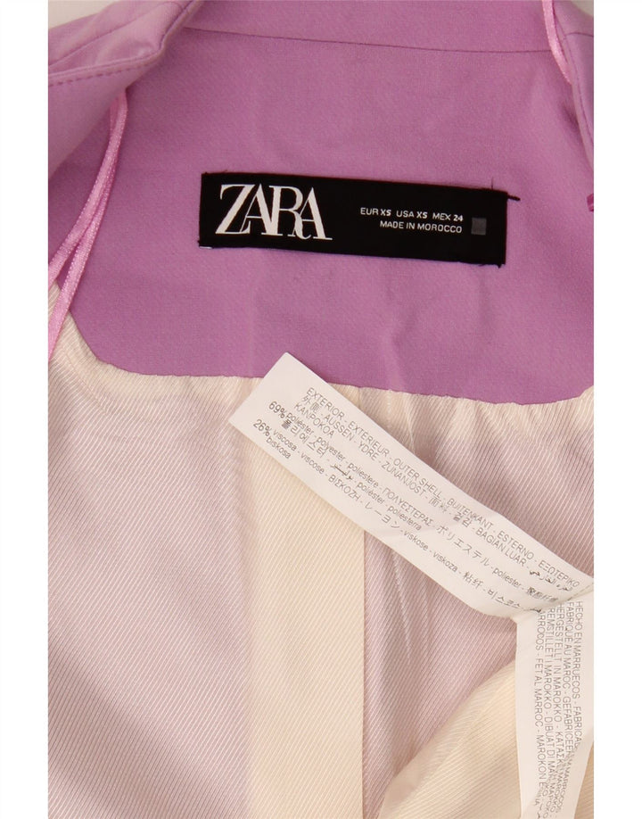 Zara Womens Open Blazer Jacket UK 6 XS Purple Polyester