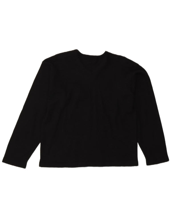 Zara Womens V-Neck Jumper Sweater UK 18 XL Black Wool