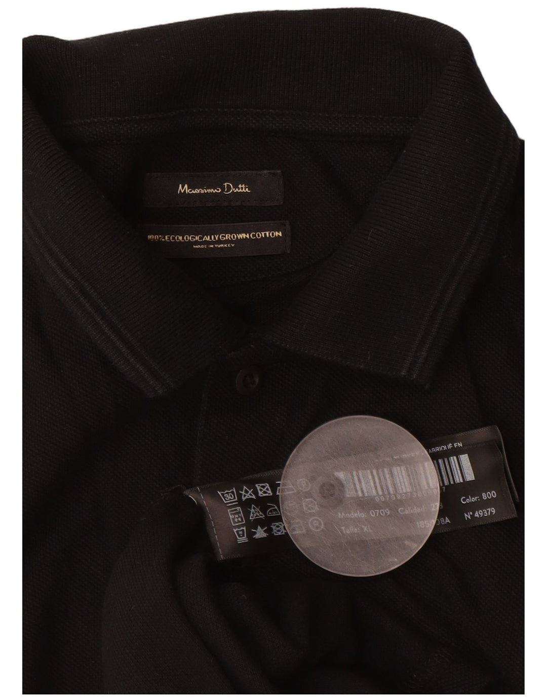 Massimo Dutti Mens Polo Shirt XL Black Cotton