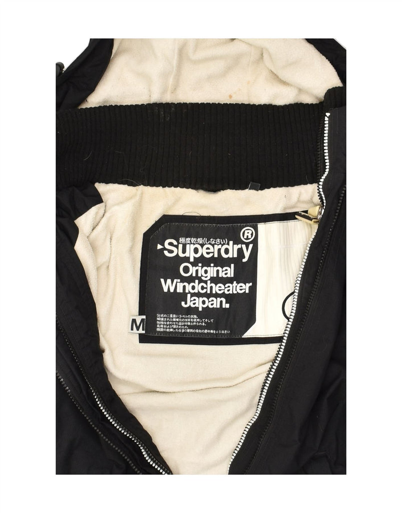 SUPERDRY Womens Hooded Windbreaker Jacket UK 14 Medium Black Nylon | Vintage Superdry | Thrift | Second-Hand Superdry | Used Clothing | Messina Hembry 