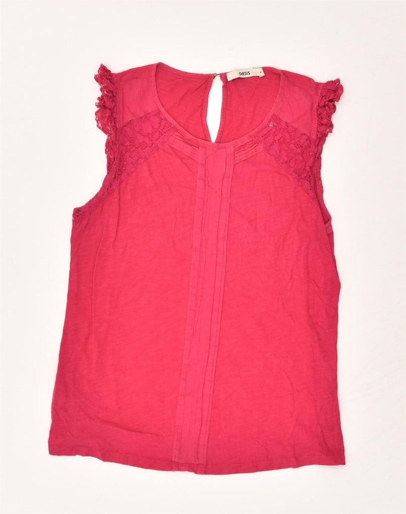 OASIS Womens Sleeveless Blouse Top UK 8 Small Pink Cotton | Vintage Oasis | Thrift | Second-Hand Oasis | Used Clothing | Messina Hembry 