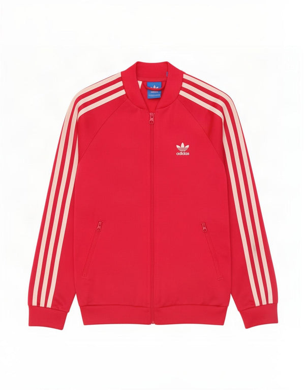 Adidas Girls Graphic Tracksuit Top Jacket 11-12 Years Red Polyester