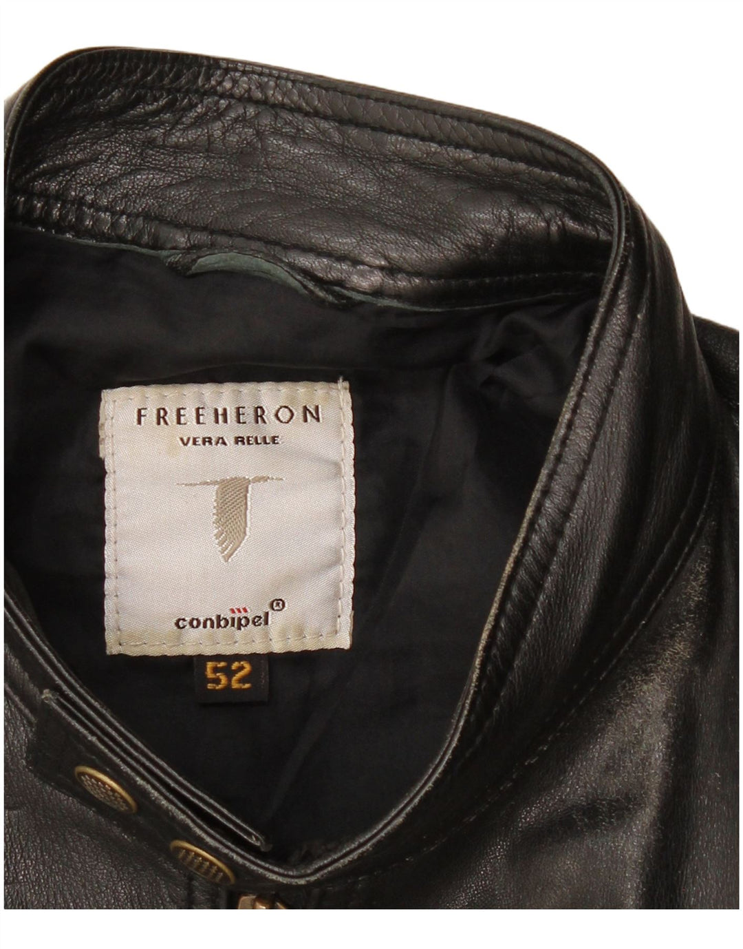 Conbipel Mens Free Heron Leather Jacket IT 52 Large Black Leather