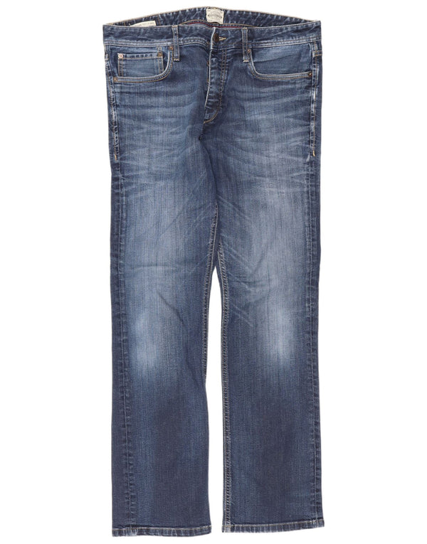 Jack & Jones Mens Clark Regular Fit Straight Jeans W34 L32 Blue Cotton