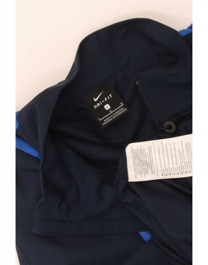 Nike Mens Dri Fit Graphic Tracksuit Top Jacket Large Navy Blue Colourblock