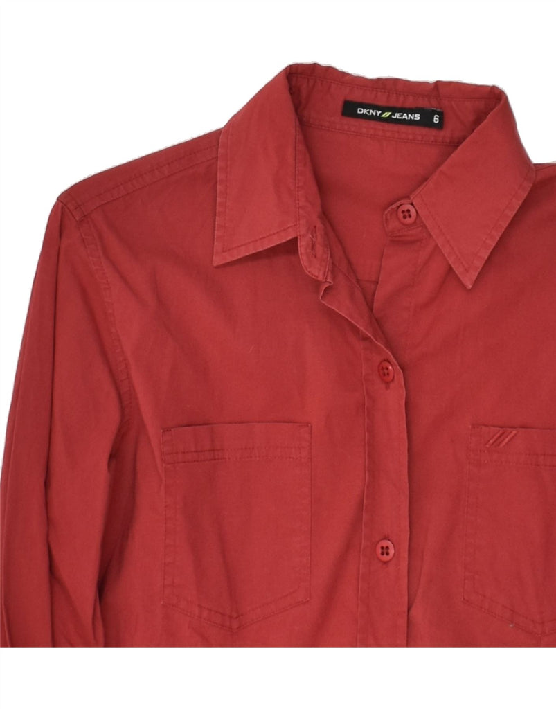DKNY Womens Long Sleeve Shirt US 6 Medium Red Cotton | Vintage Dkny | Thrift | Second-Hand Dkny | Used Clothing | Messina Hembry 