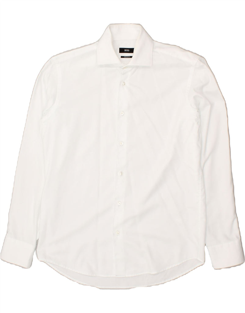 HUGO BOSS Mens Regular Fit Shirt Size 39 15 1/2 Medium White | Vintage Hugo Boss | Thrift | Second-Hand Hugo Boss | Used Clothing | Messina Hembry 