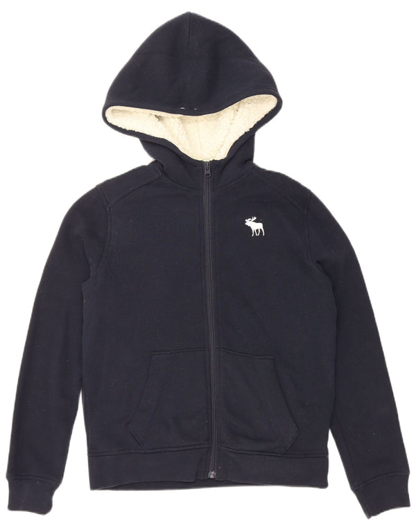 ABERCROMBIE & FITCH Boys Graphic Zip Hoodie Sweater 11-12 Years Navy Blue