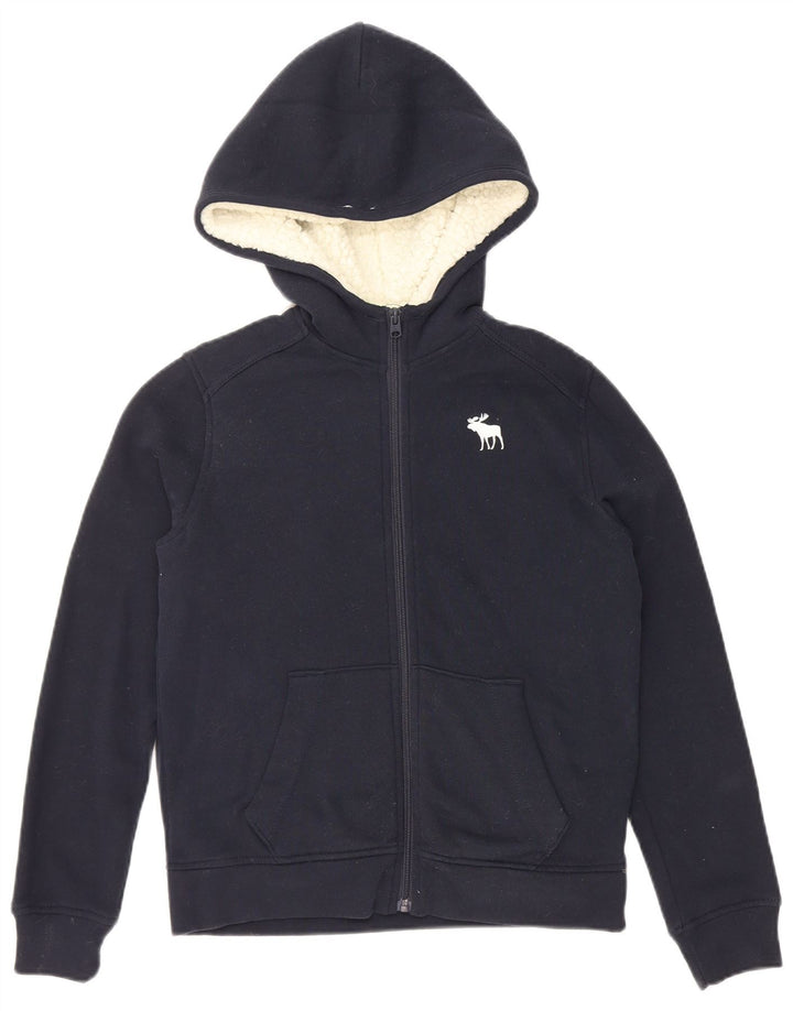 ABERCROMBIE & FITCH Boys Graphic Zip Hoodie Sweater 11-12 Years Navy Blue