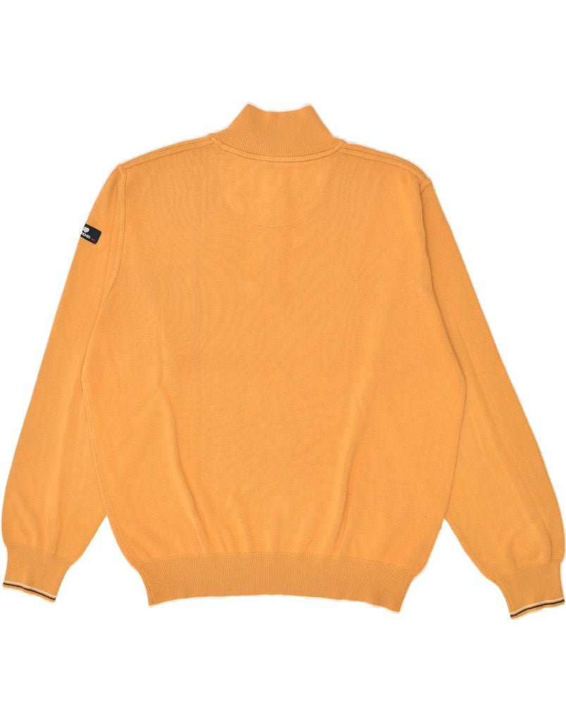 IL GRANCHIO Mens Zip Neck Jumper Sweater Large Yellow Cotton | Vintage Il Granchio | Thrift | Second-Hand Il Granchio | Used Clothing | Messina Hembry 