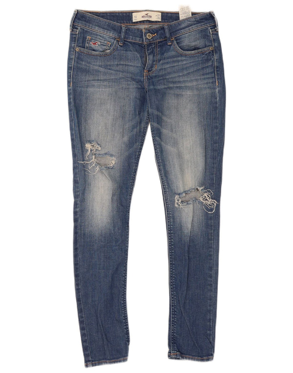 Hollister Womens Distressed Skinny Jeans US 5 Small W27 L29 Blue Cotton