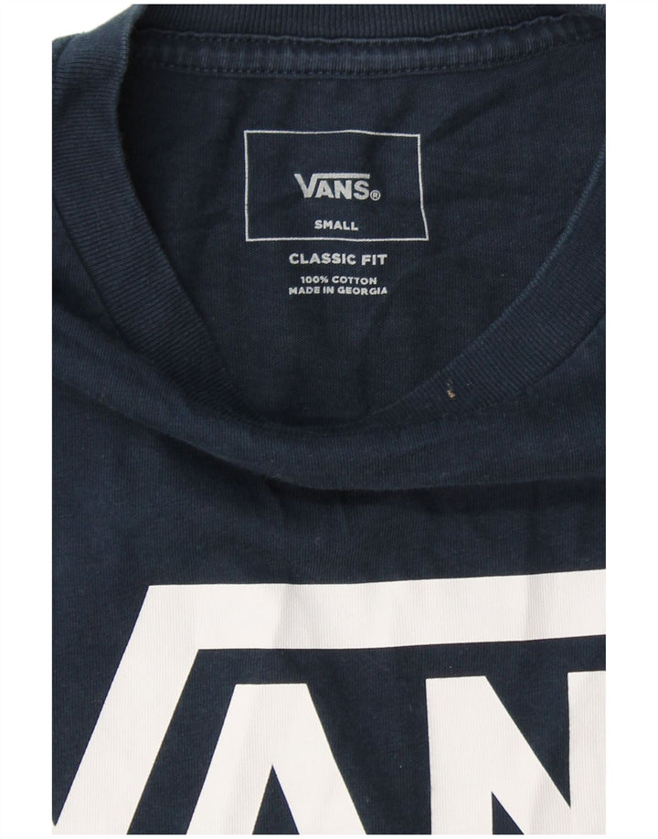 VANS Womens Classic Fit Graphic Top Long Sleeve UK 10 Small Navy Blue