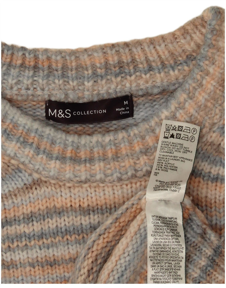 Marks & Spencer Womens Crop Boat Neck Jumper Sweater UK 14 Medium Multicolo