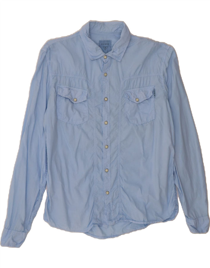 GUESS Mens Shirt UK 40 Medium Blue Cotton Vintage Guess and Second-Hand Guess from Messina Hembry 